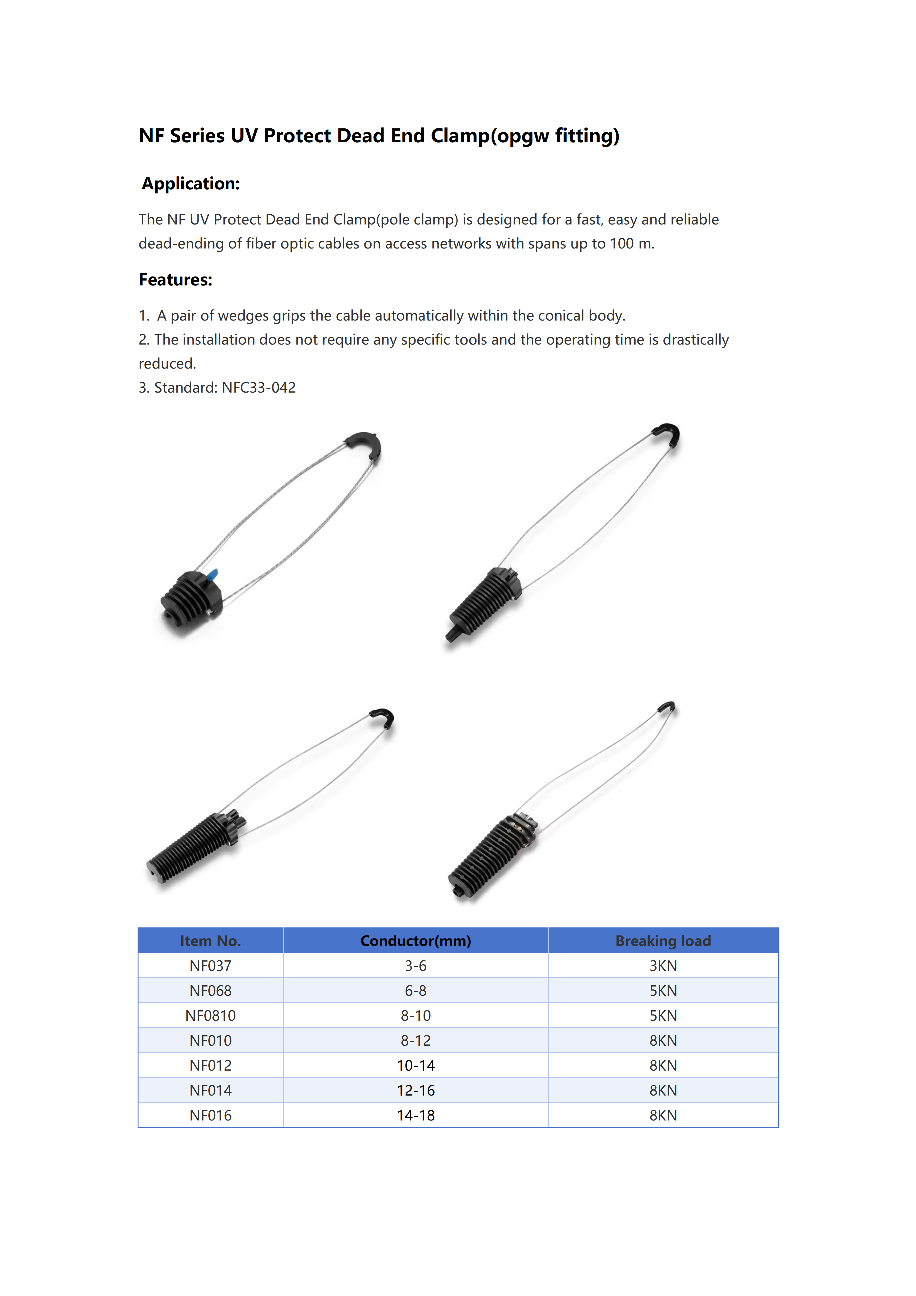 NF0810 Single Core UV Protect Anchor Clamp detail 1